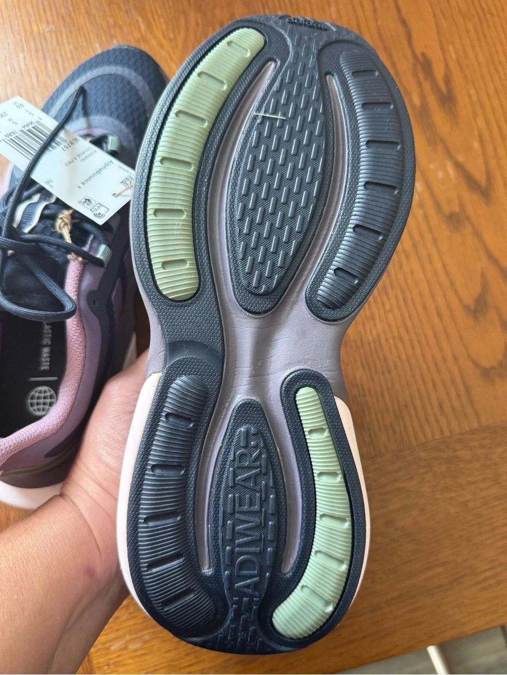 adidas Alphabounce+ Athletic Sneakers in Navy with Mauve and Mint Accents Sz 6.5
